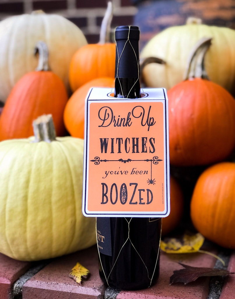 Halloween You've Been Boozed Drink Up Witches Color Hang Tag Printable