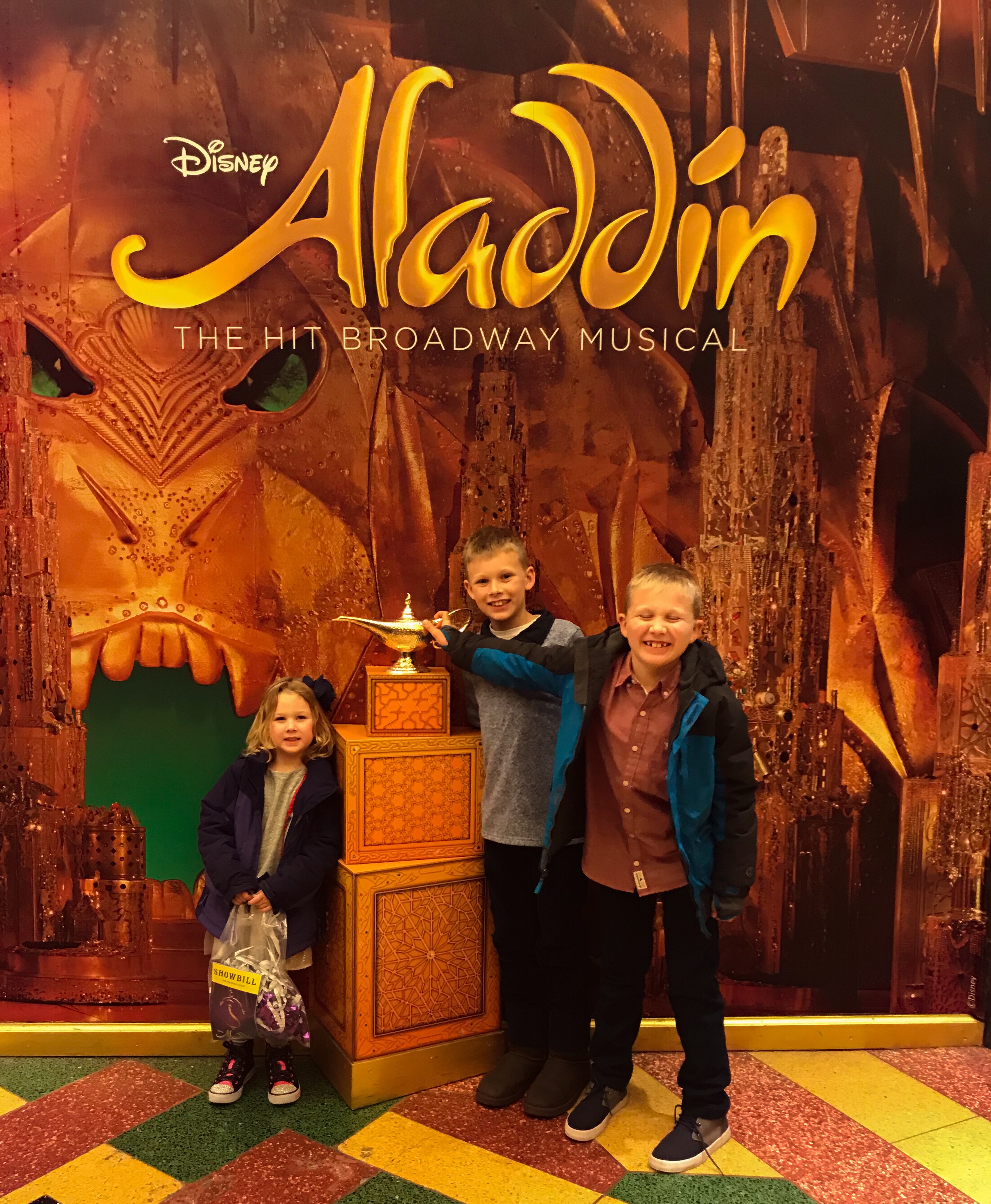 Aladdin broadway show, Aladdin, NYC, New York, New York City, traveling with kids, family travel, Christmas in New York, kids New York