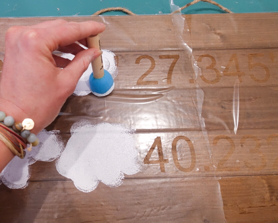 DIY GPS Coordinates Whitewashed Farmhouse Sign 