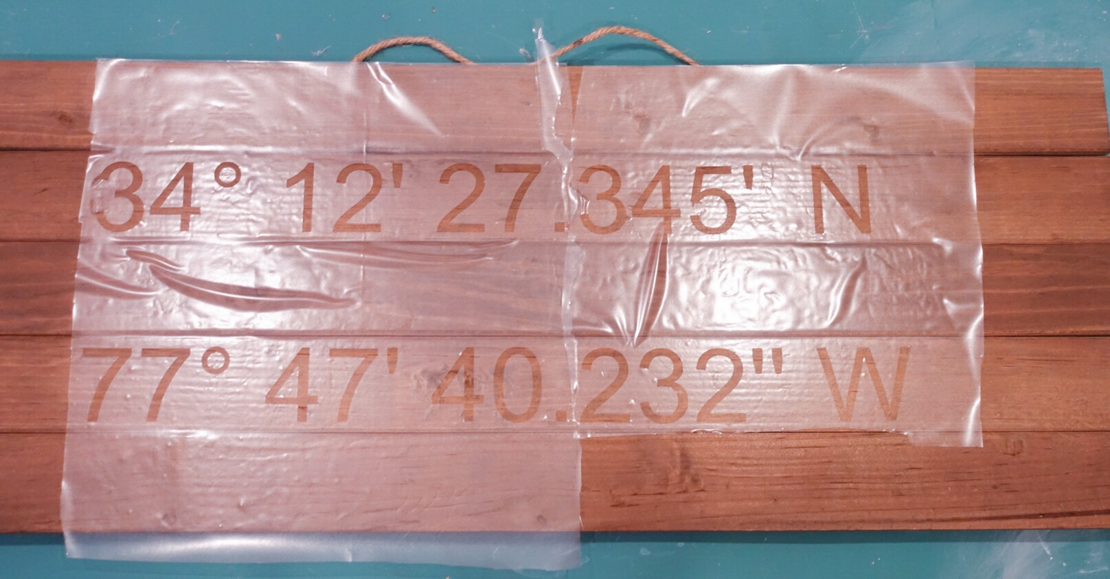 DIY GPS Coordinates Whitewashed Farmhouse Sign 