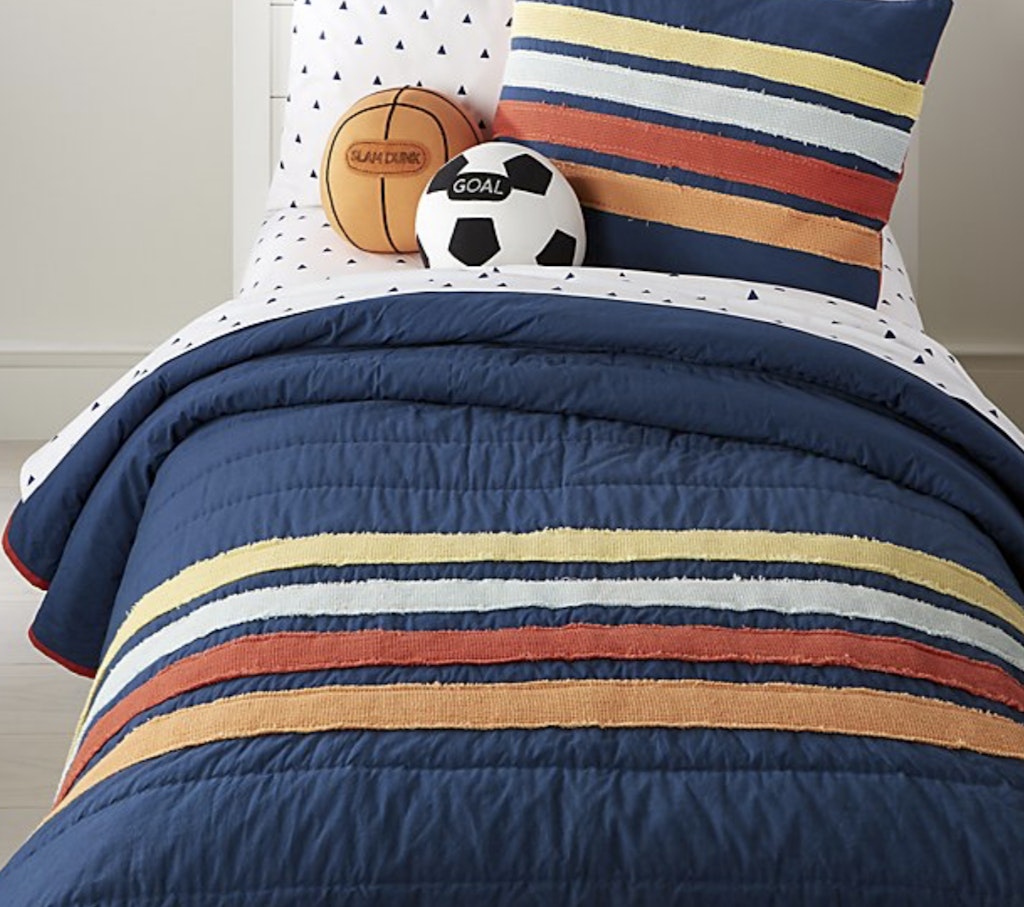 Our Favorite Bedding for Boys - Crate & Barrel Kids Striped Waffle Bedding