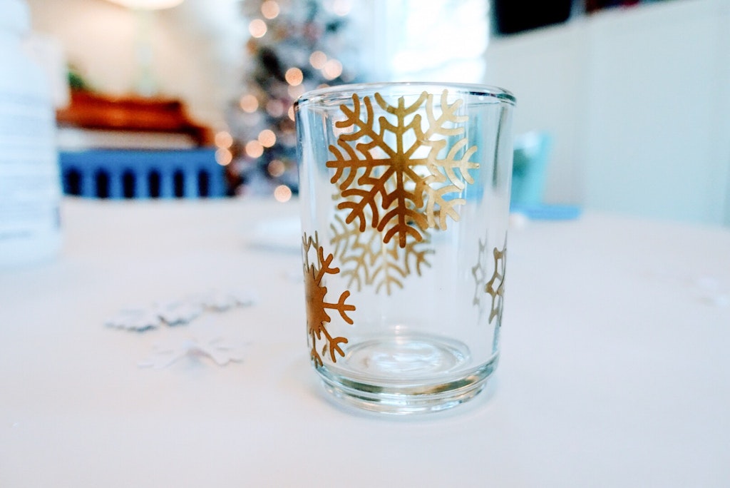 DIY Etched Votive Candle Holders Using Vinyl Decals