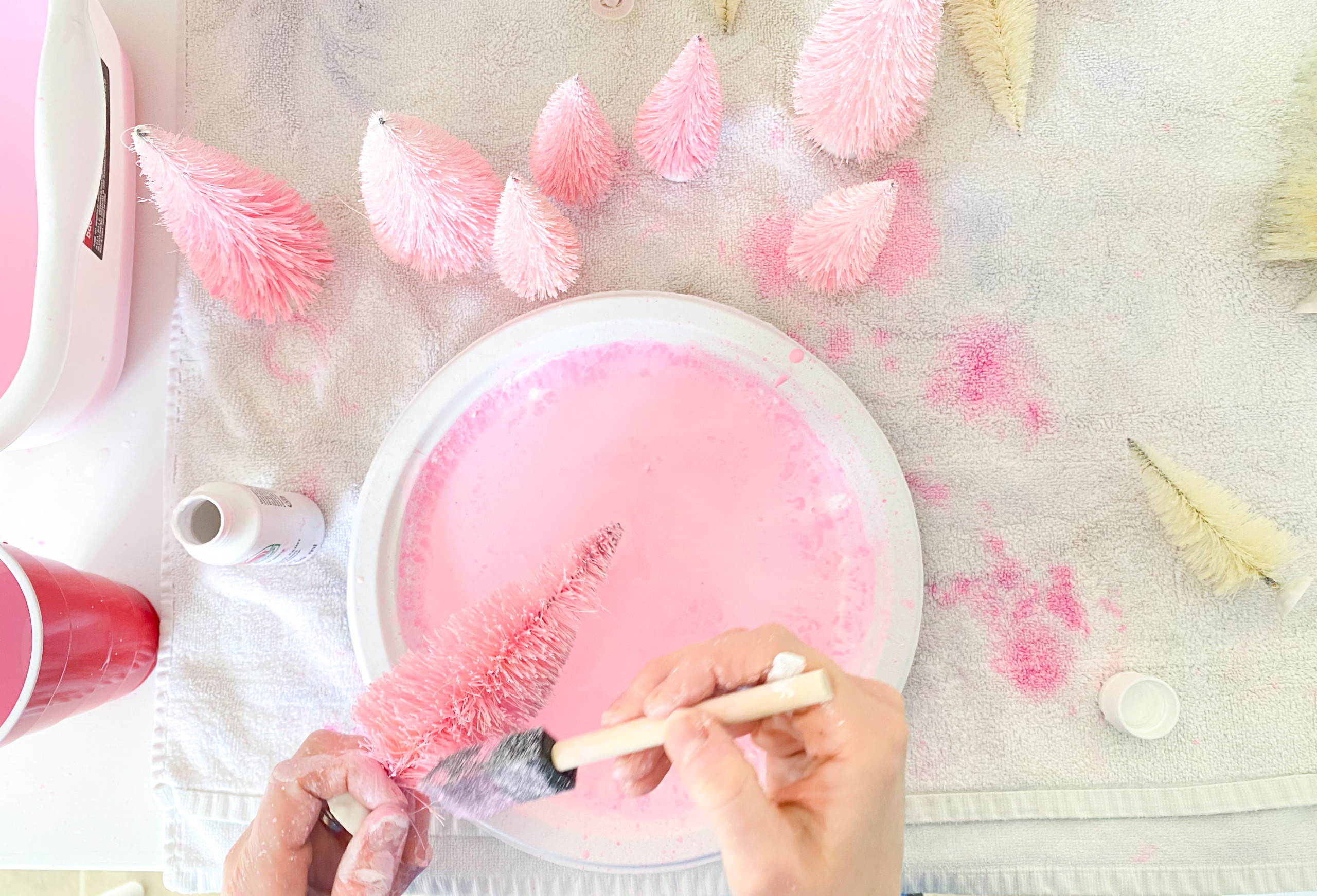 how to paint your bottle brush trees