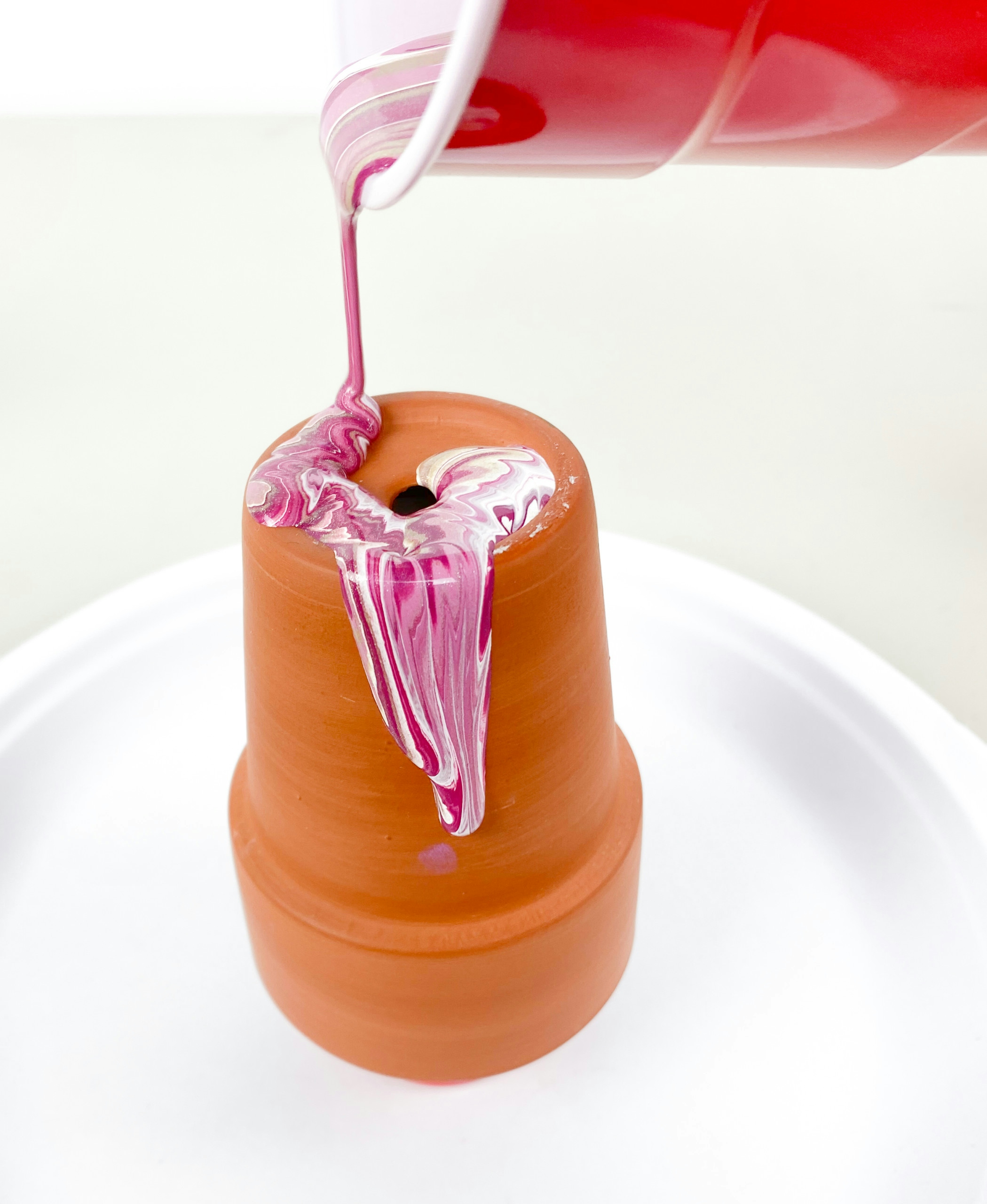 acrylic paint pour on clay pot South Lumina Style