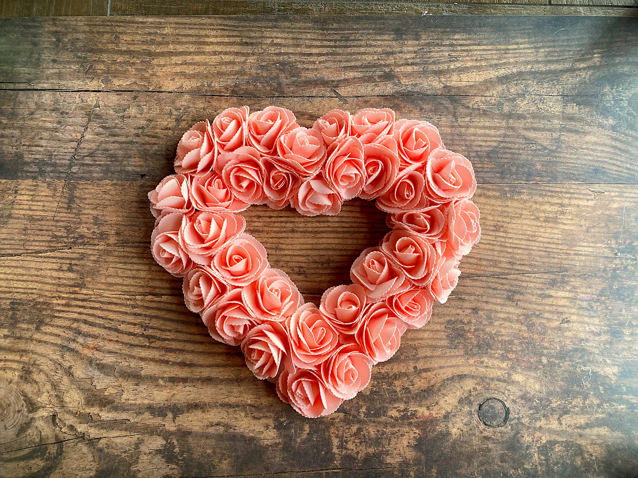 Roses heart wreath craft