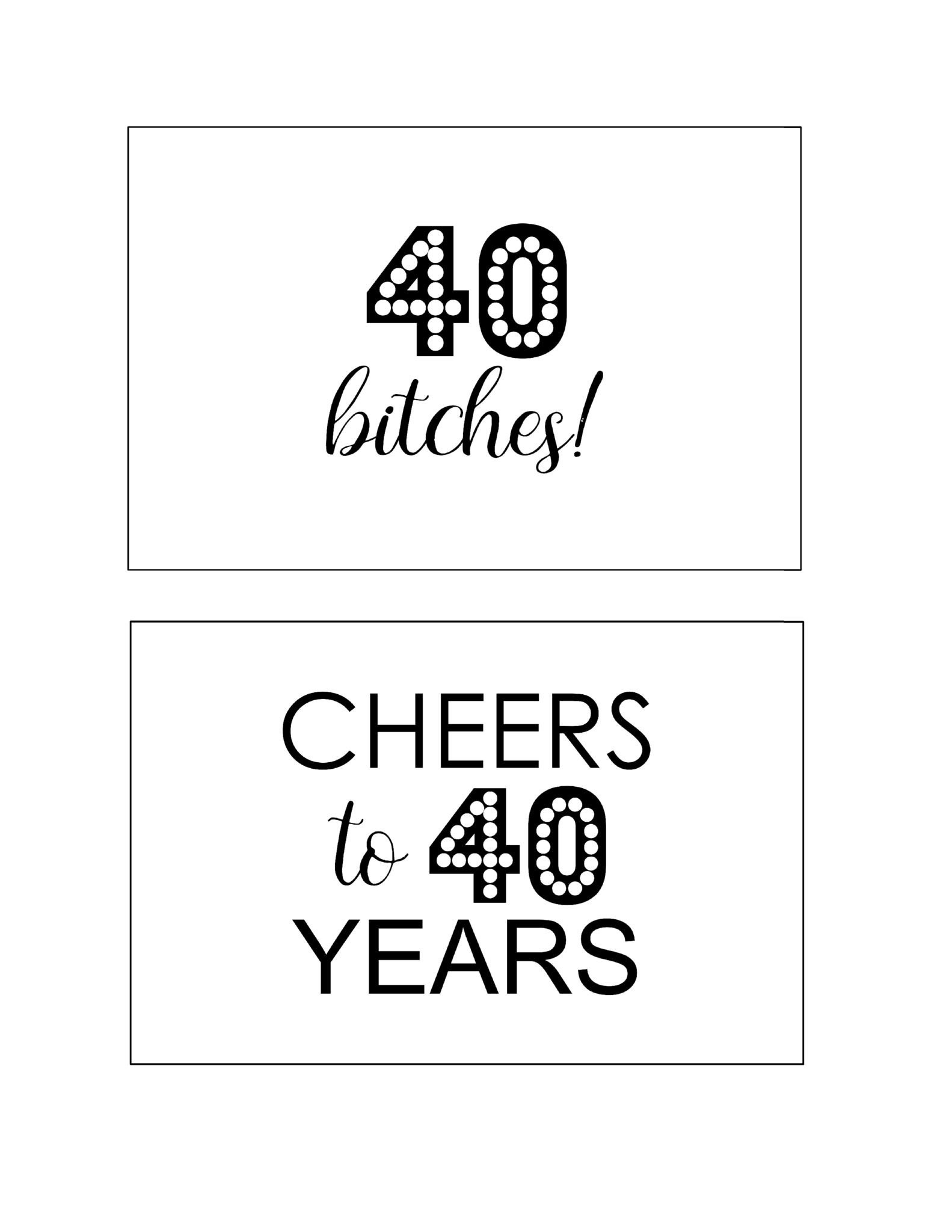 thumbnail of DIY Printable 40th Birthday Signs cheers to 40 years