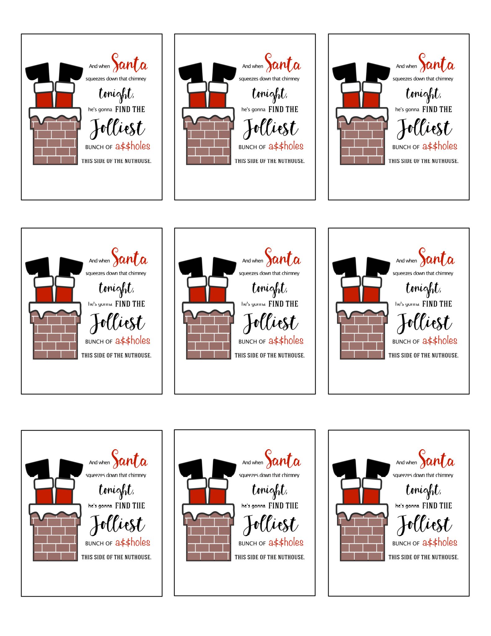 thumbnail of Printable Christmas Gift Tags Santa In the Chimney