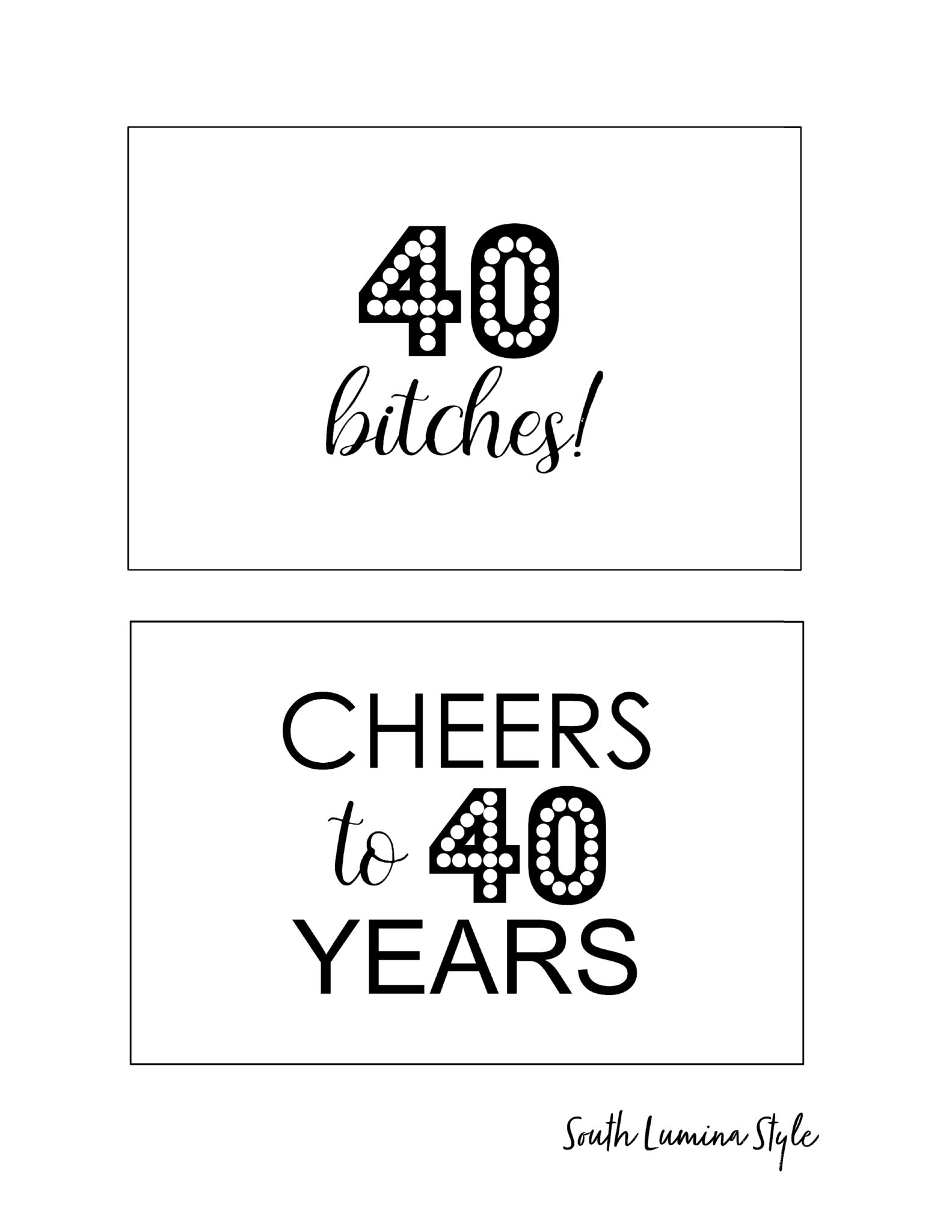 thumbnail of South Lumina Style DIY Printable 40th Birthday Signs cheers to 40 years