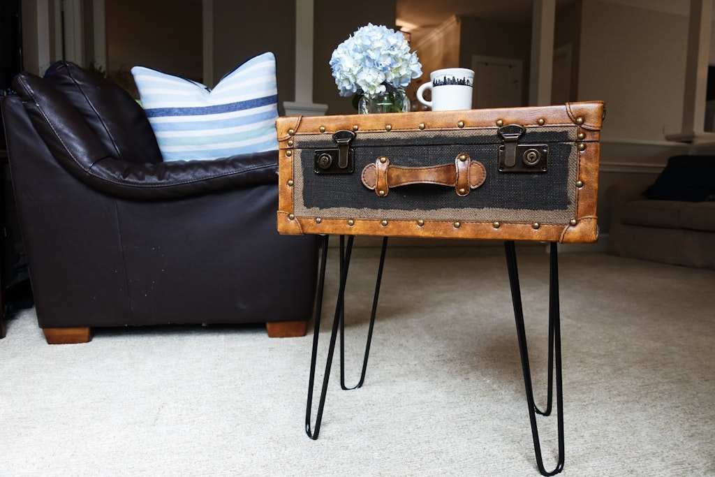 DIY vintage suitcase table