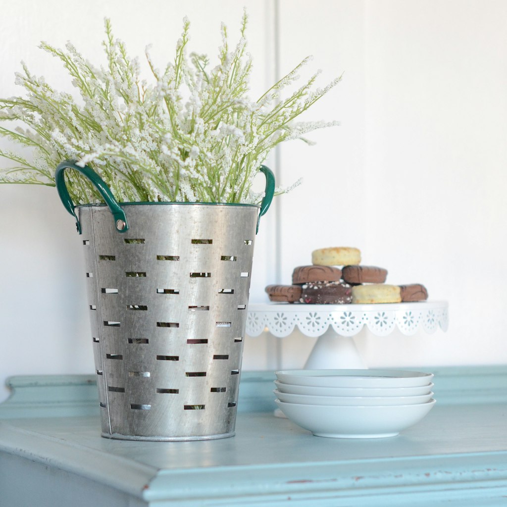 faux flowers, artificial flowers, decorating, buffet, michaels, farmhouse style