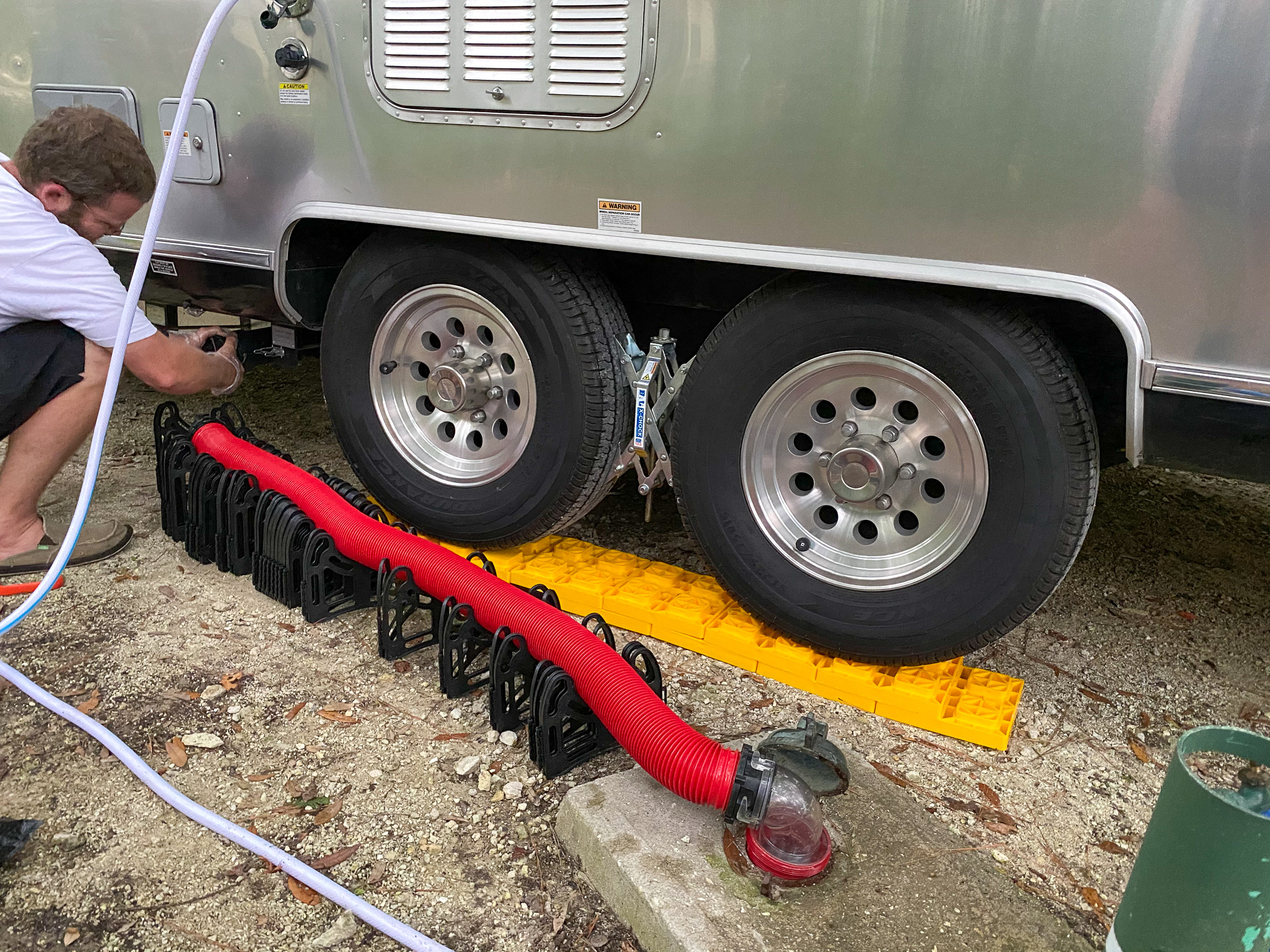 setting up campsite with rv trailer sewer hose South Lumina Style