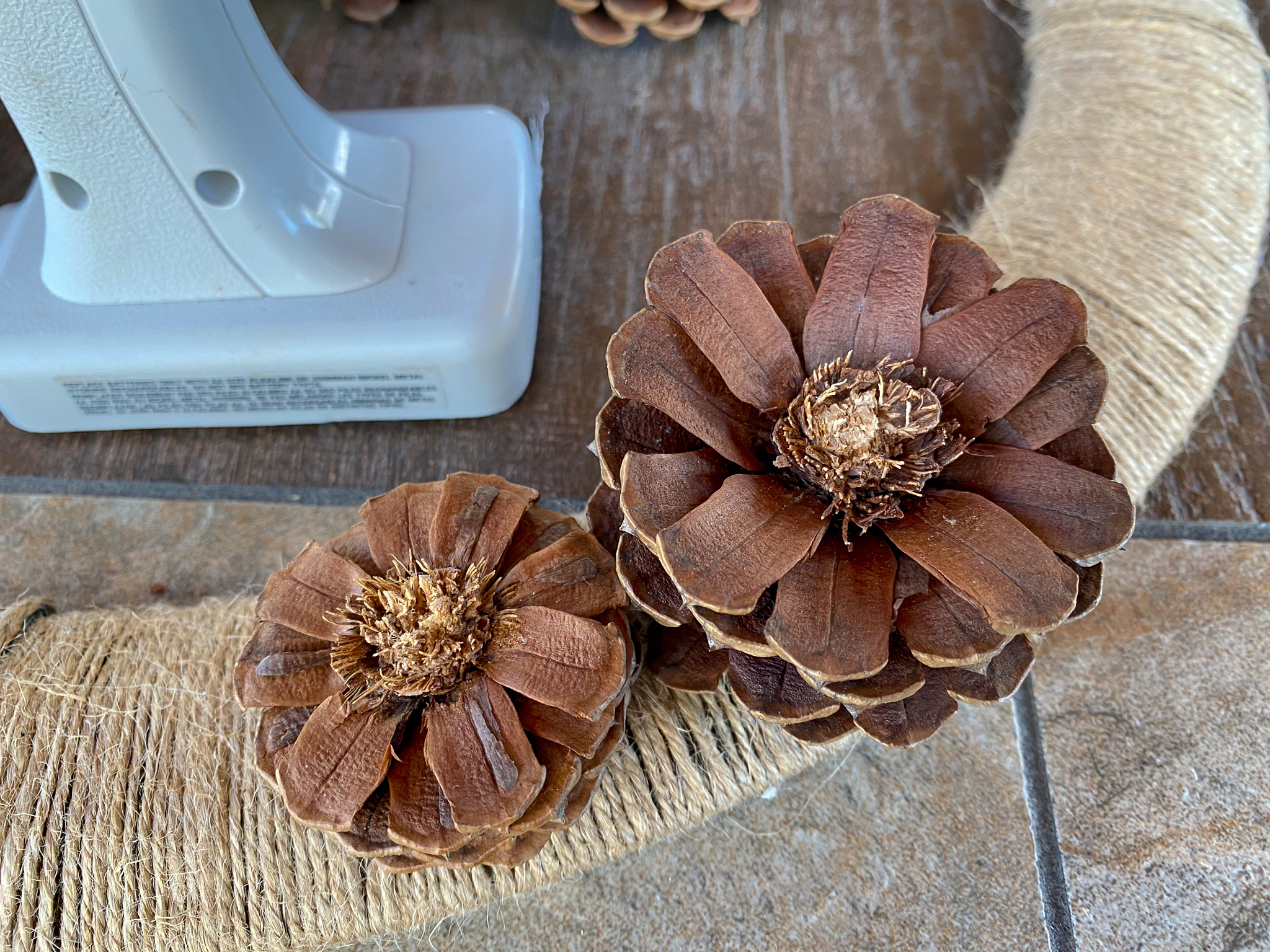 diy pinecone flower fall wreath