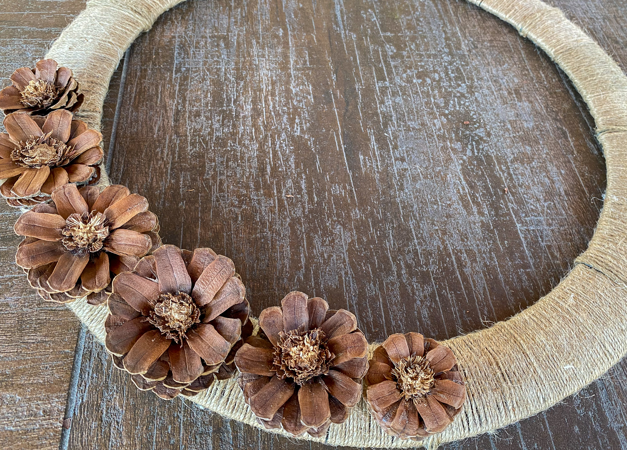 diy pinecone flower fall wreath