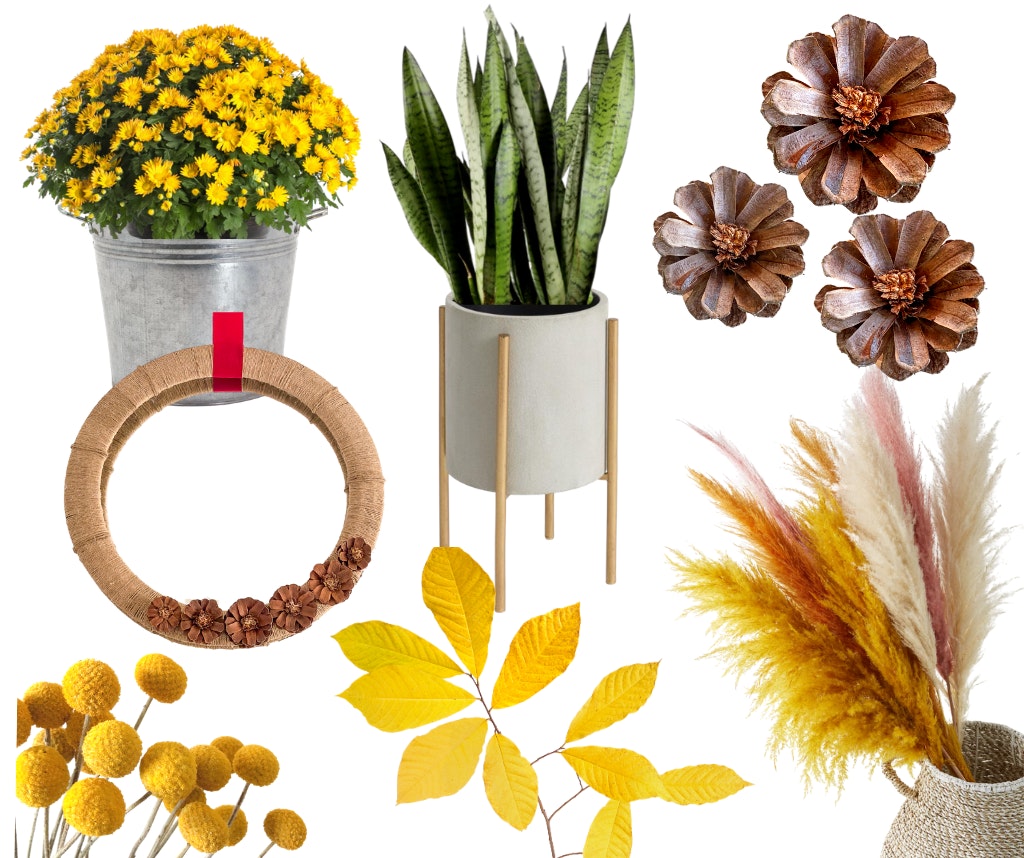 fall design trends natural elements leaves pinecones dried grasses