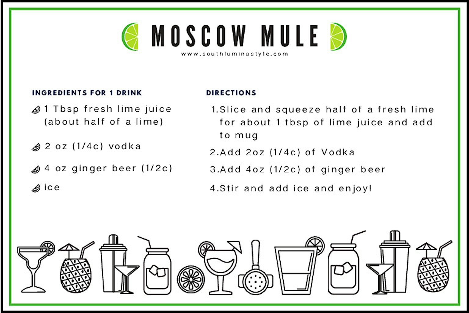 moscow mule recipe card South Lumina Style