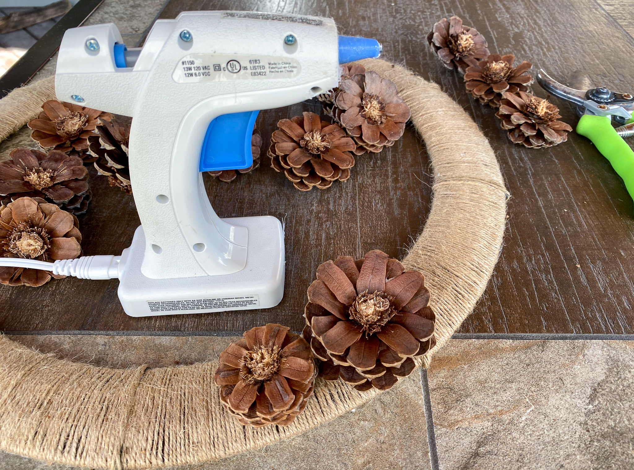 diy pinecone flower fall wreath