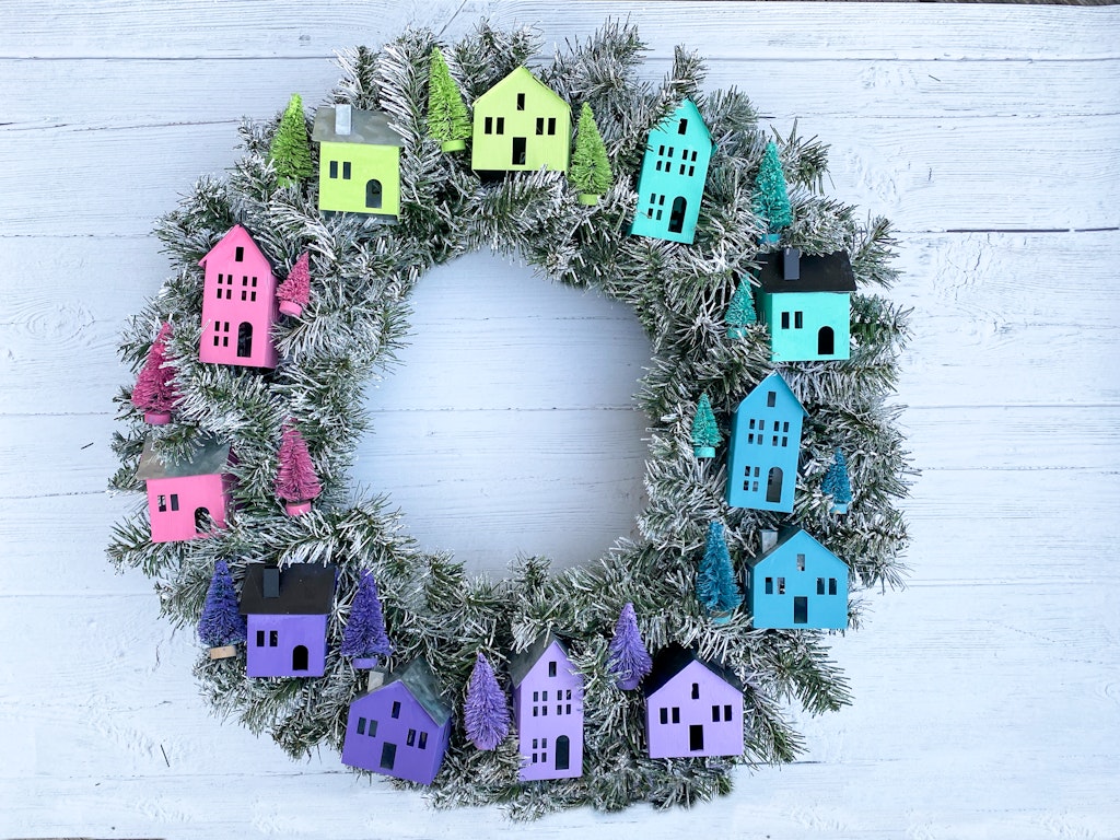 DIY Christmas Village Wreath