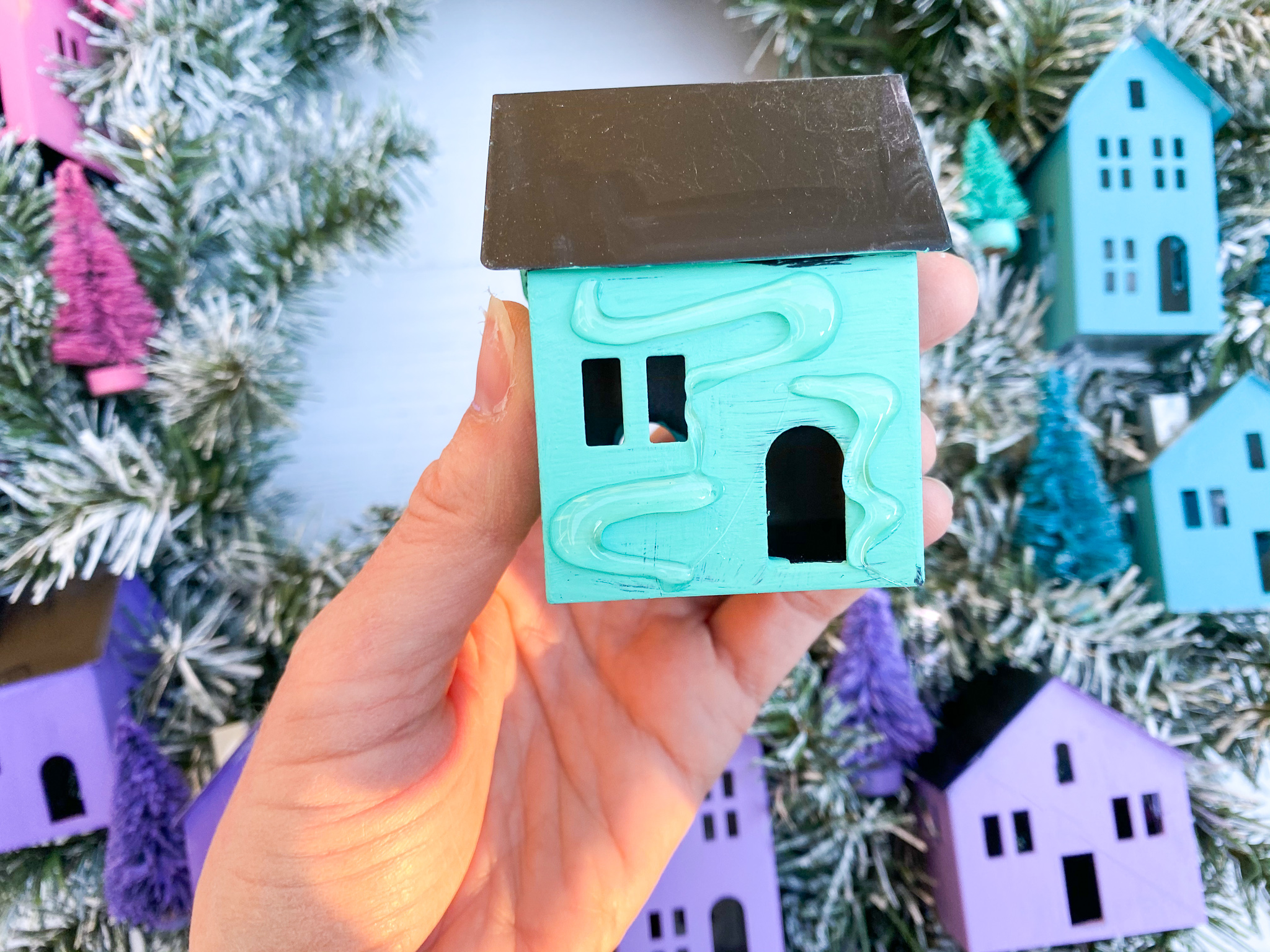 how to make a christmas village wreath