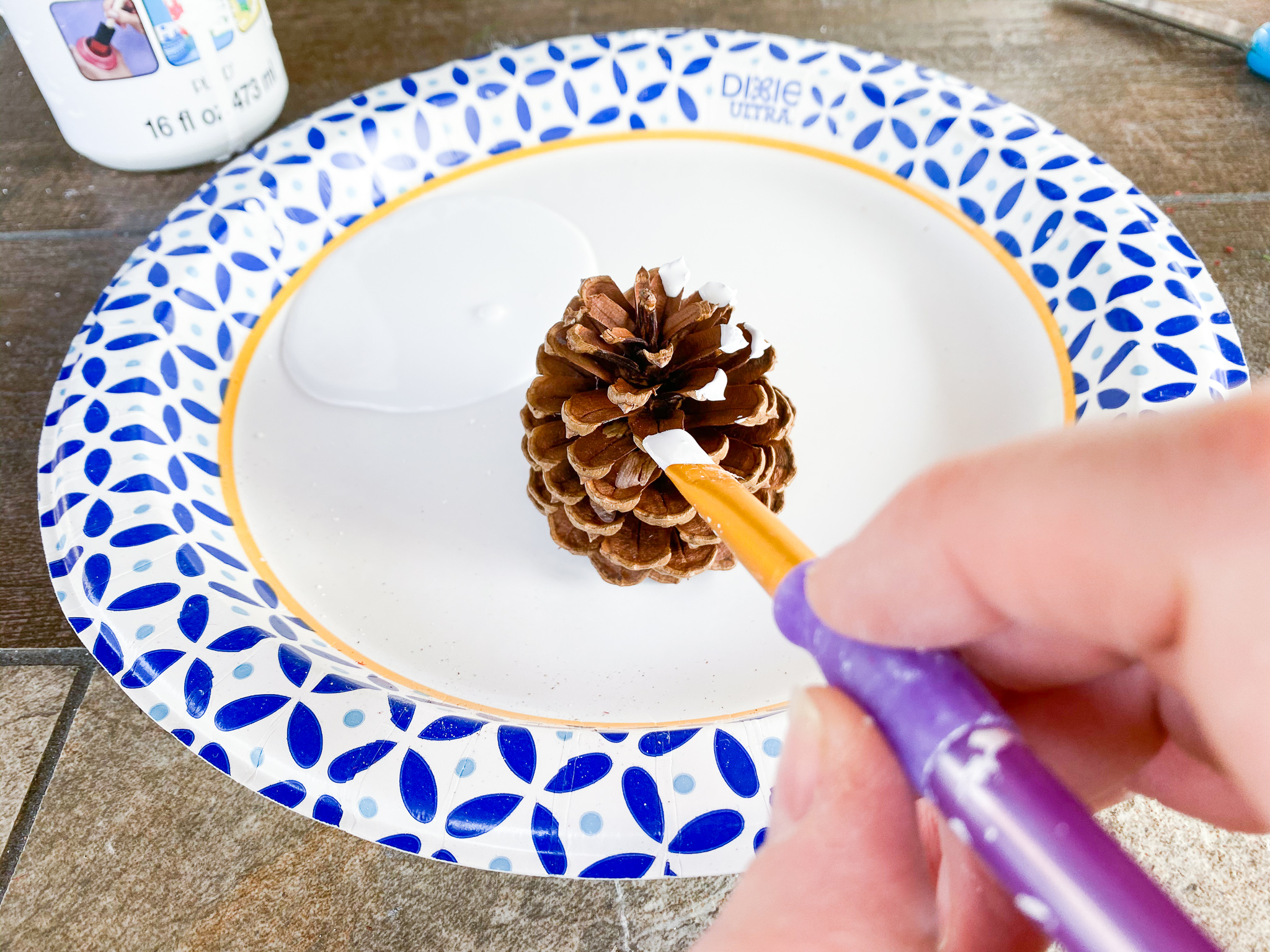 painting pinecones