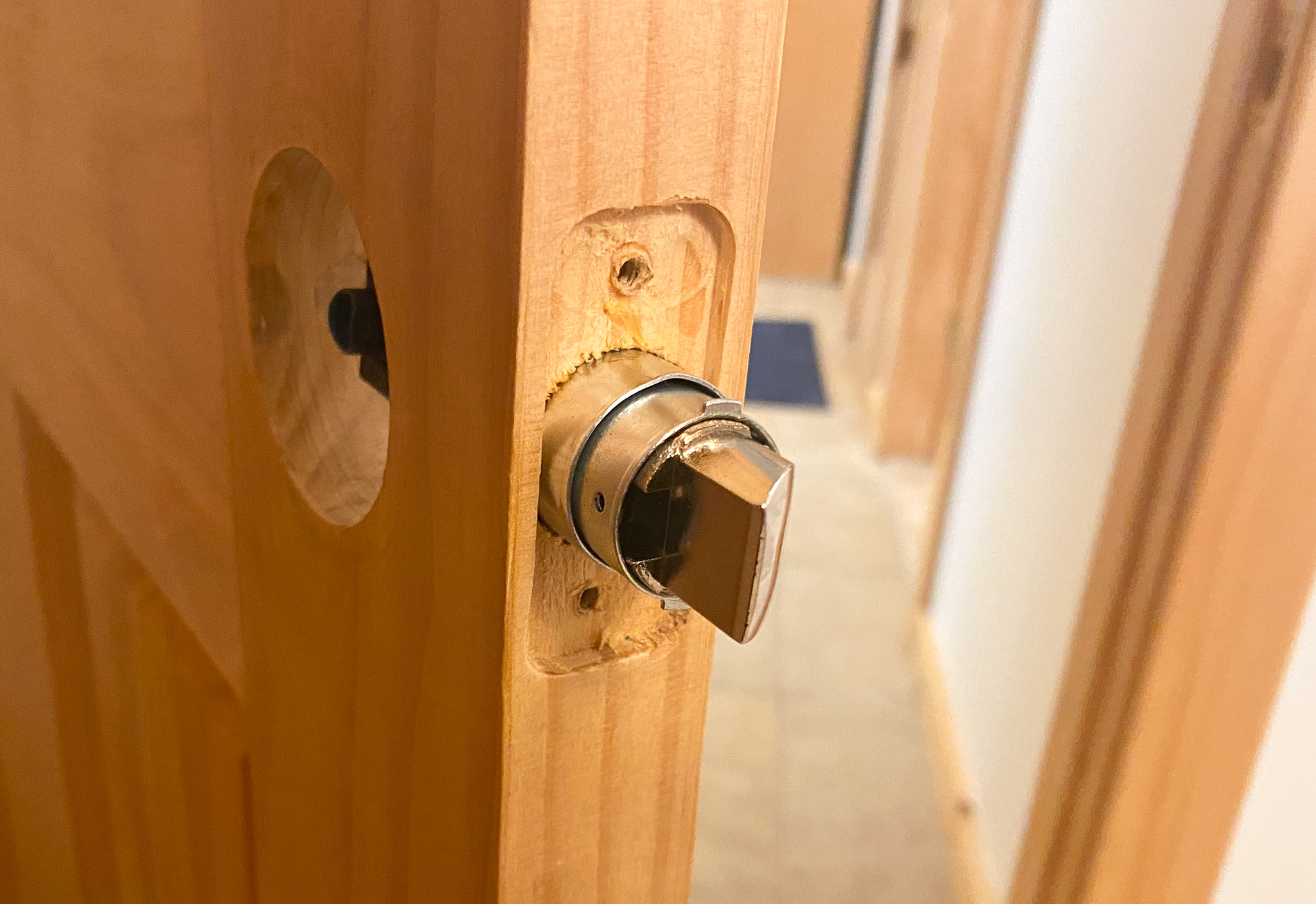 Installing a door knob deals with lock