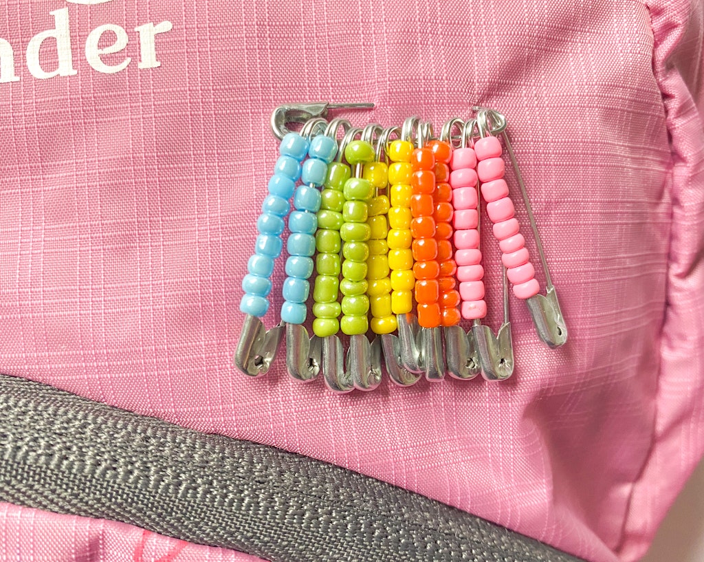 seed bead safety pin charms