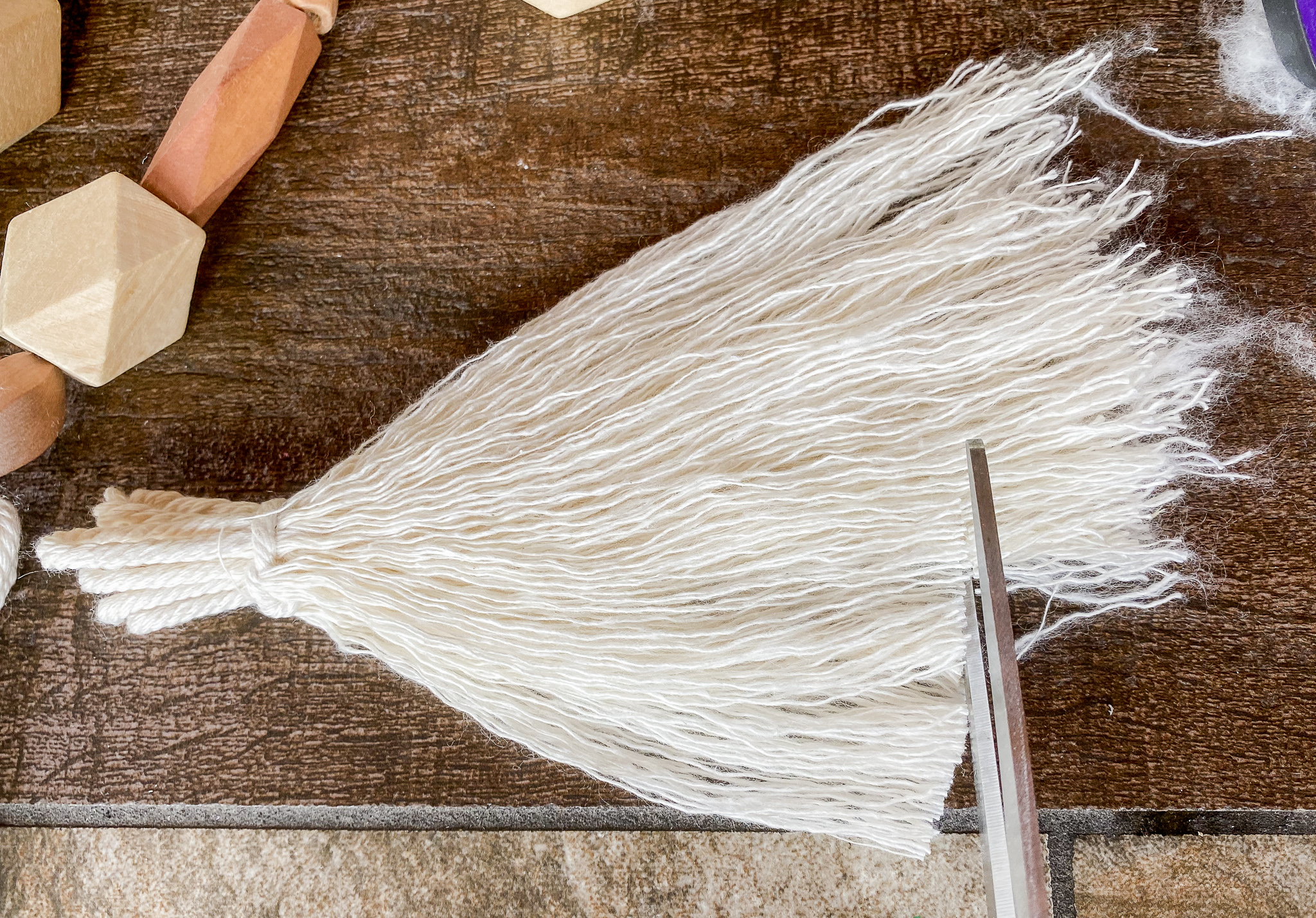 wooden bead garland with tassels
