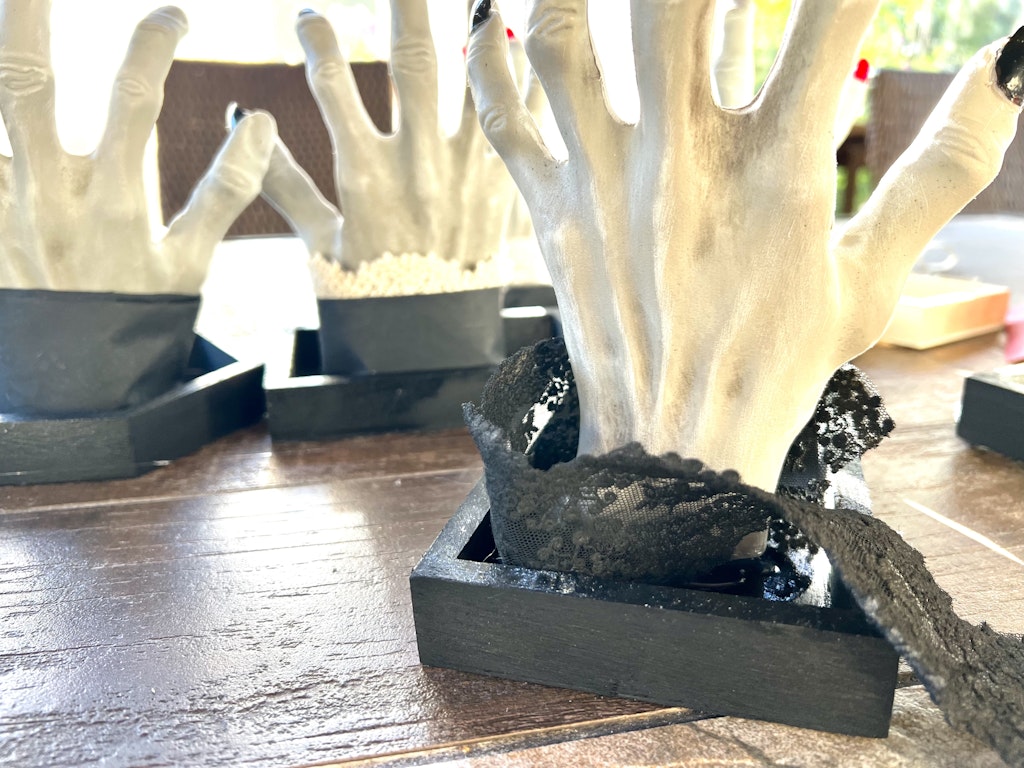 spooky hand Halloween candle holders