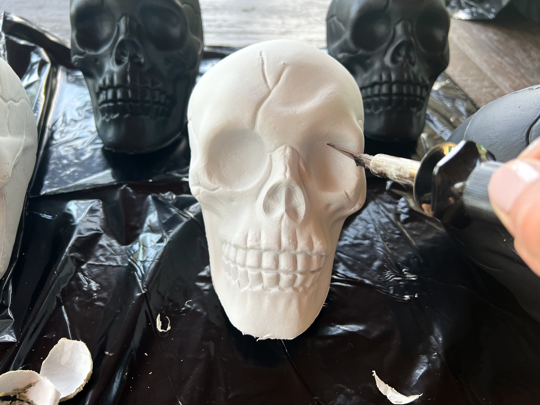 add glowing eyes to dollar store skulls