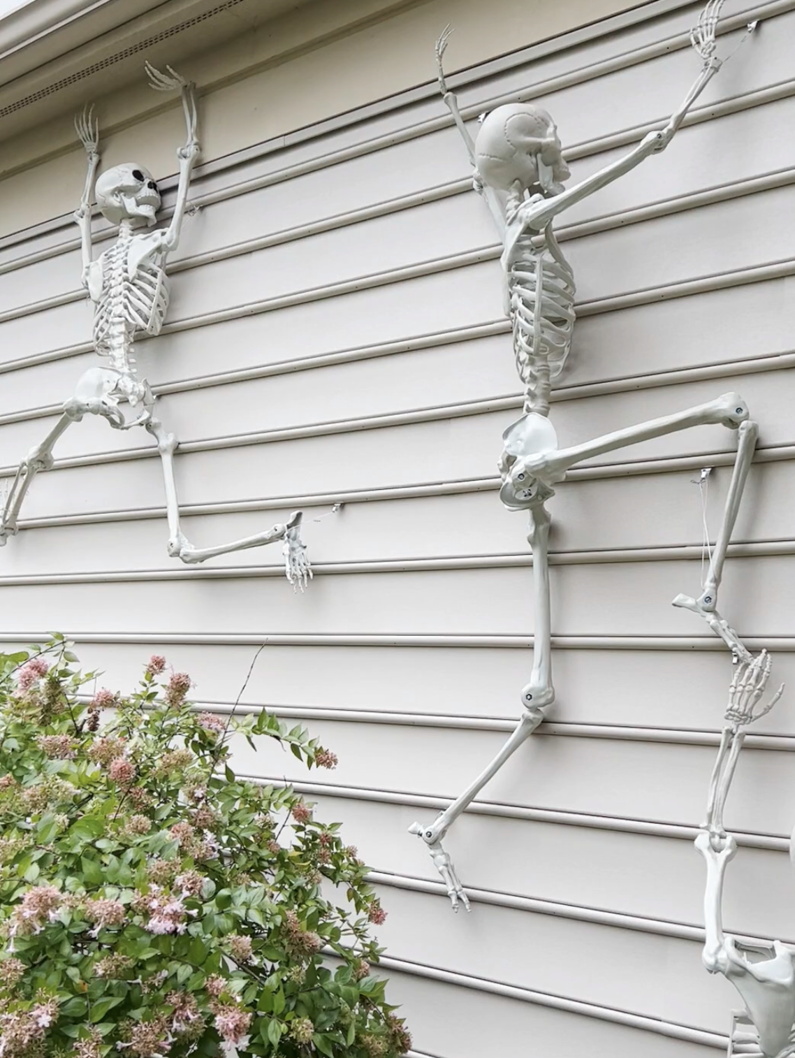 skeletons climbing the house