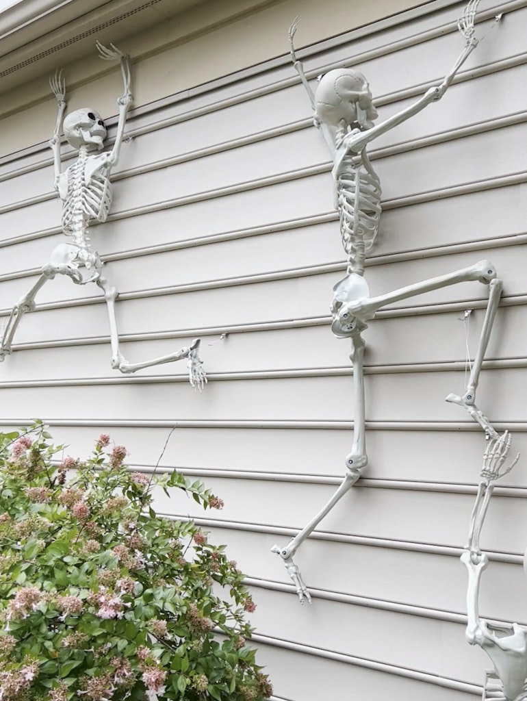skeletons climbing the house