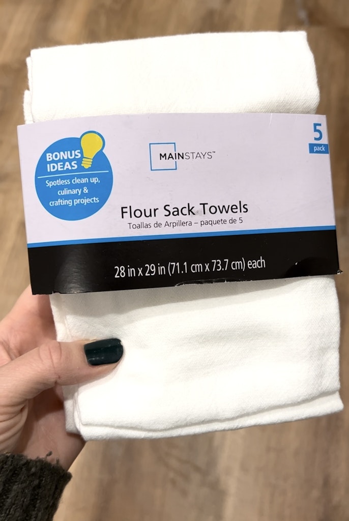 lining a pillow with flour sack towels